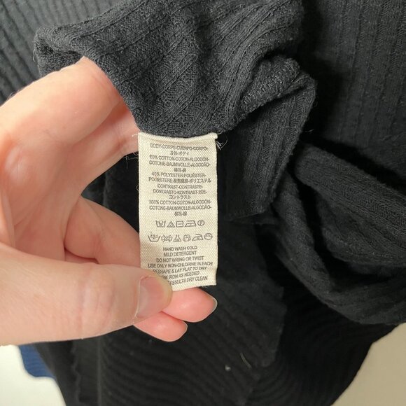 Free People Black Blue Snow Day Knit Thermal Top Medium - Picture 10 of 10